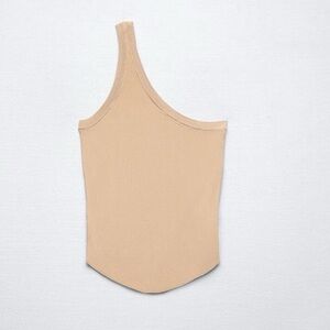 Zara Ribbed One-Shoulder Tank Small